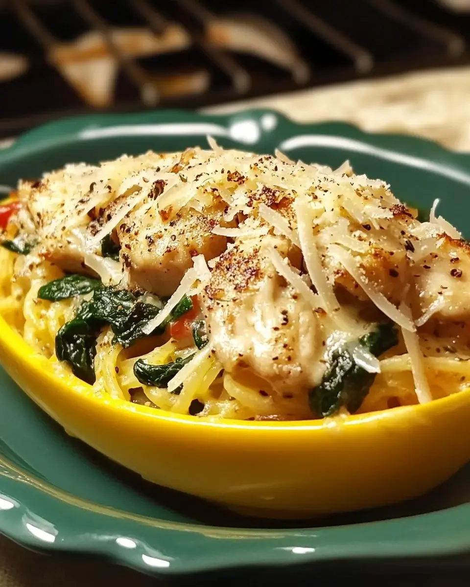 Knoblauch-Parmesan gefüllter Spaghettikürbis begeistert!