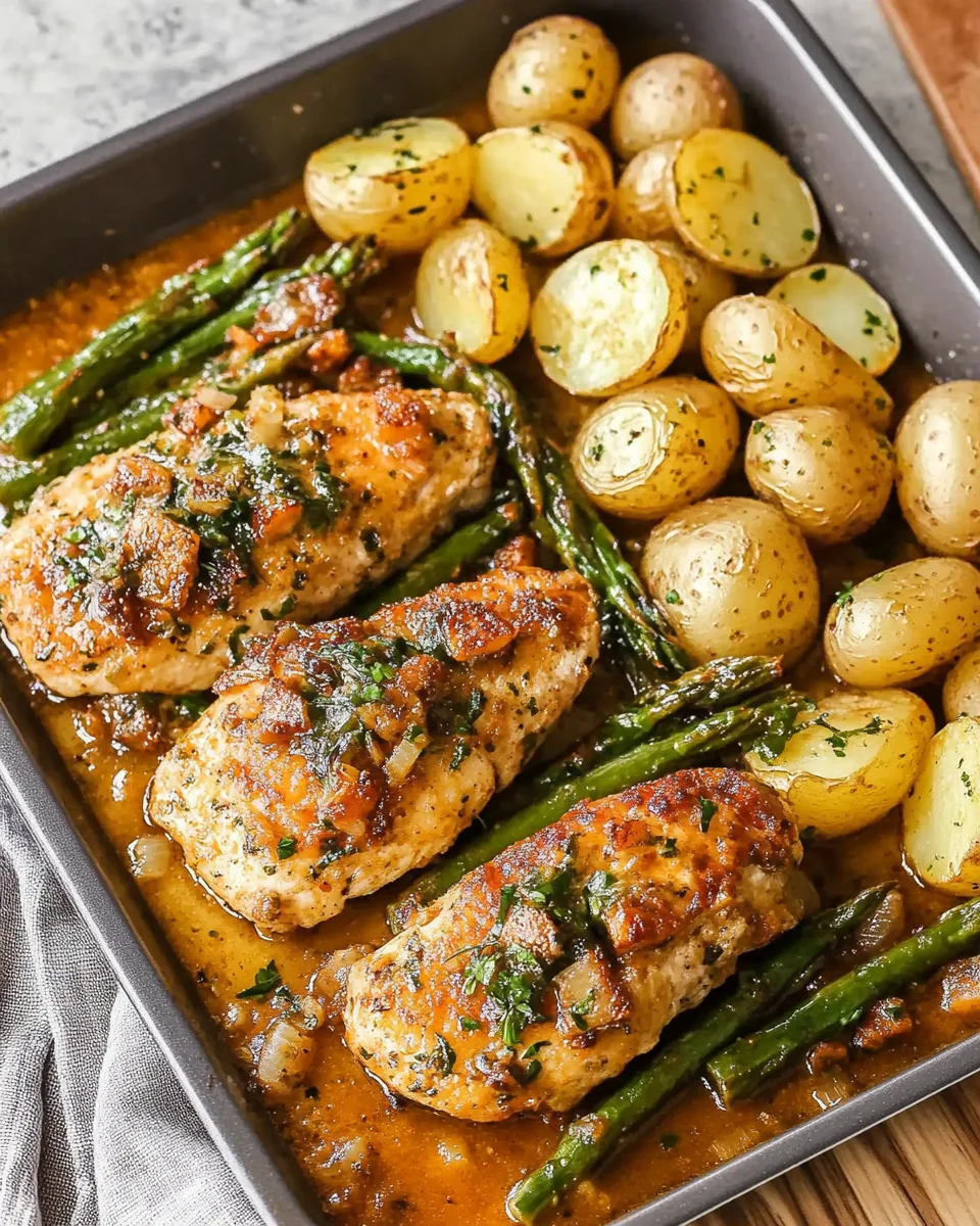 Blechgericht mit Hähnchen, Bohnen und Kartoffeln ganz einfach!