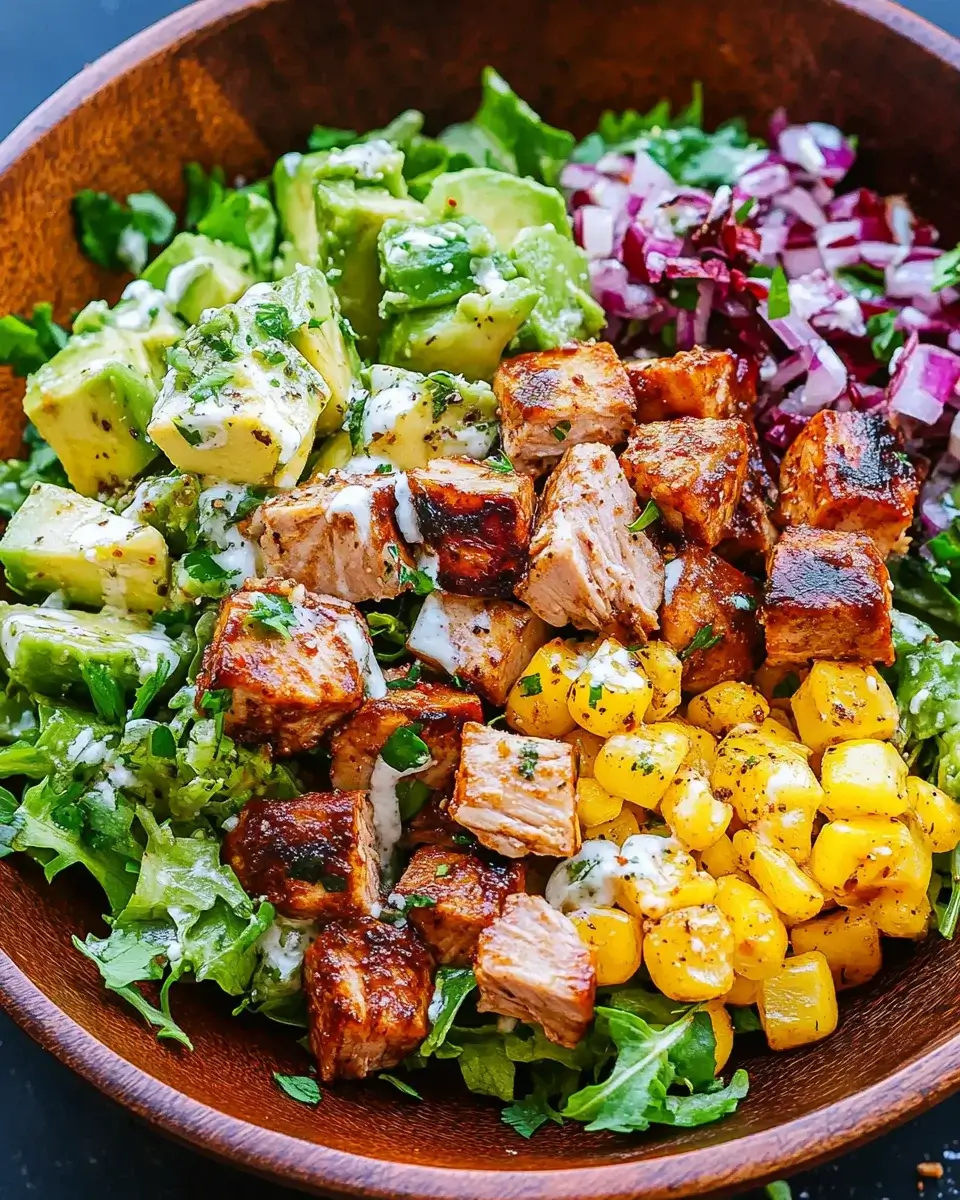 BBQ-Hühnchensalat mit cremiger Avocado genießen!