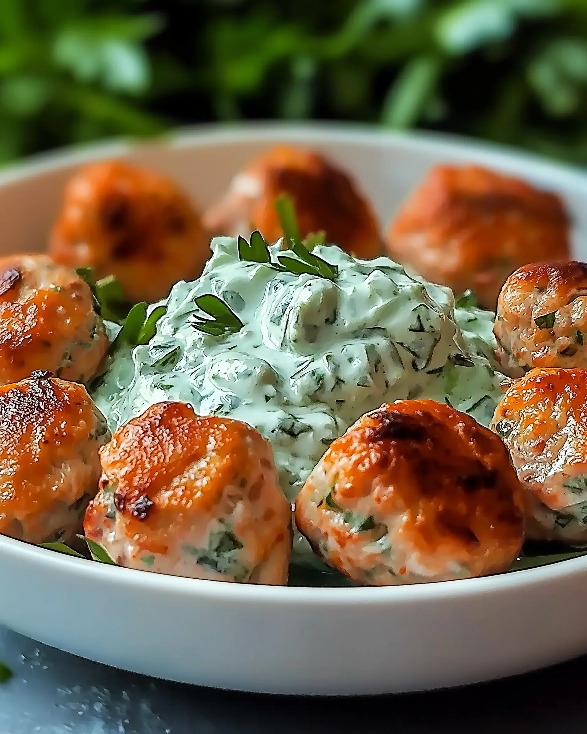 Griechische Hähnchenfleischbällchen mit hausgemachtem Tzatziki genießen!
