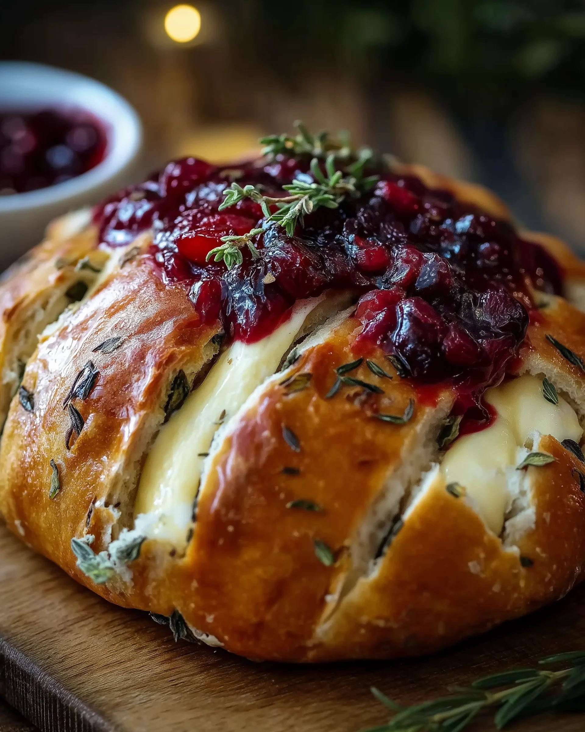 Knoblauch-Kräuter-Sauerteigbrot mit Brie und Cranberry-Sauce: Ein Genuss für alle Sinne!