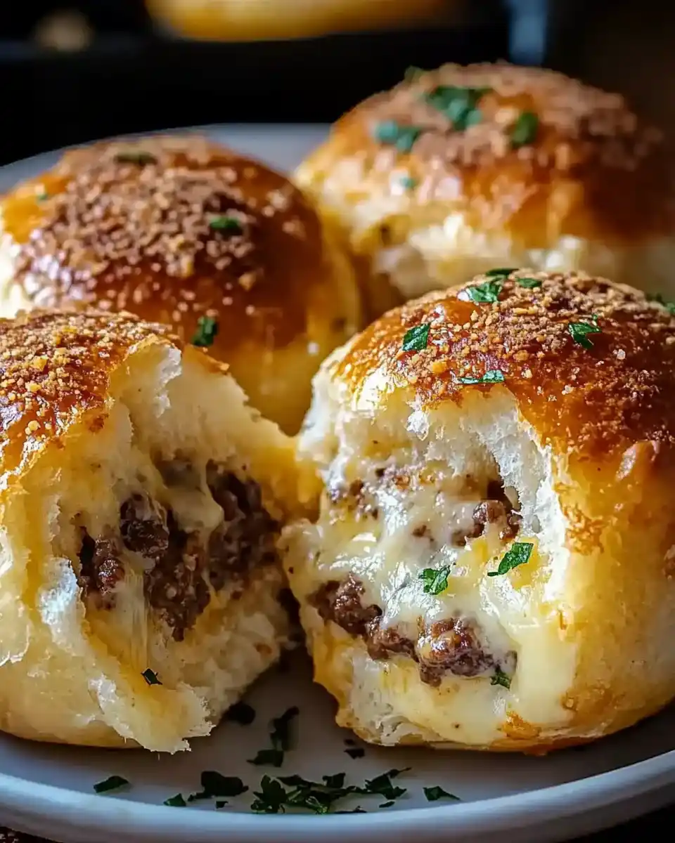 Knoblauch-Parmesan Cheeseburger Bomben: Ein Genuss!