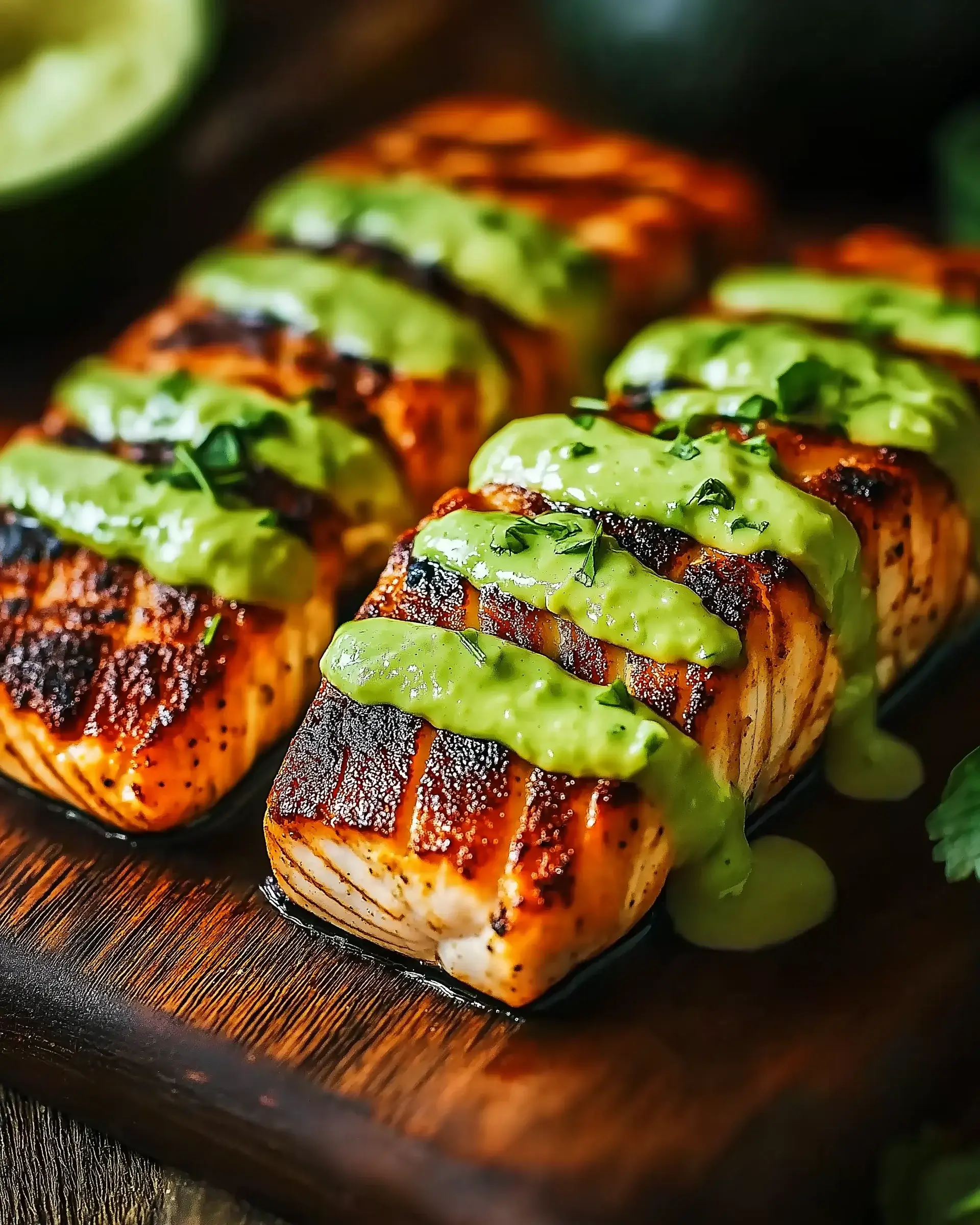Cajun-Lachs mit cremiger Avocado-Limetten-Sauce genießen!
