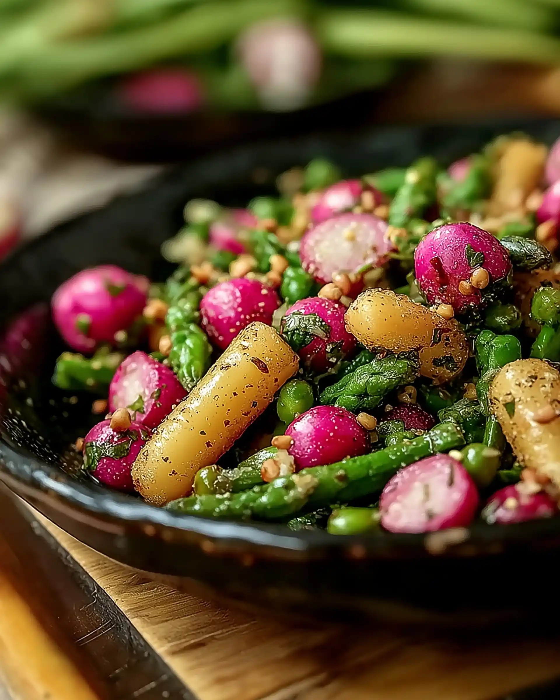 Gerösteter Spargel und Radieschen mit Senf-Vinaigrette genießen!