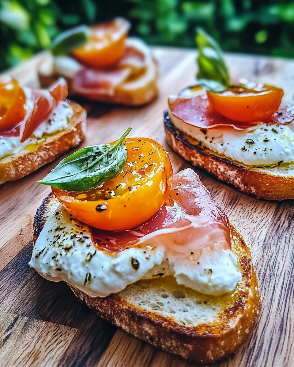 Käse-Burrata-Crostini mit Prosciutto und Pfirsichen: Ein köstliches Rezept!