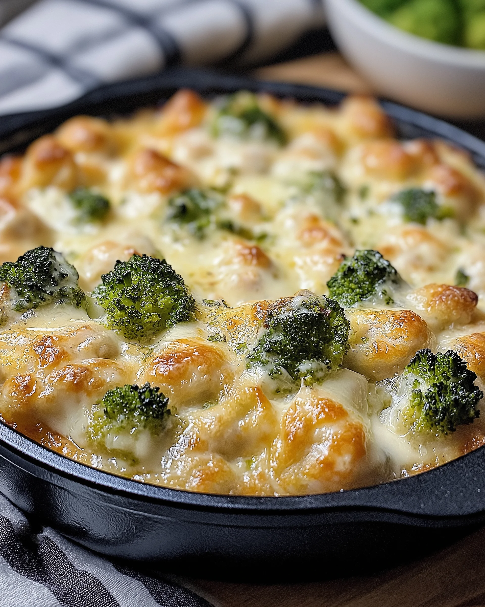 Käse-Hähnchen-Alfredo-Auflauf mit Brokkoli schnell zubereiten!