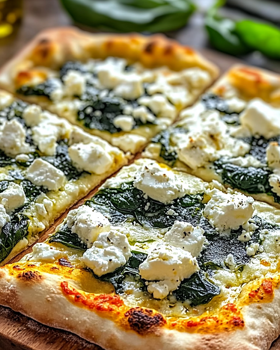 Knoblauch-Spinat-Pizza mit Feta: Ein Genuss delikat!