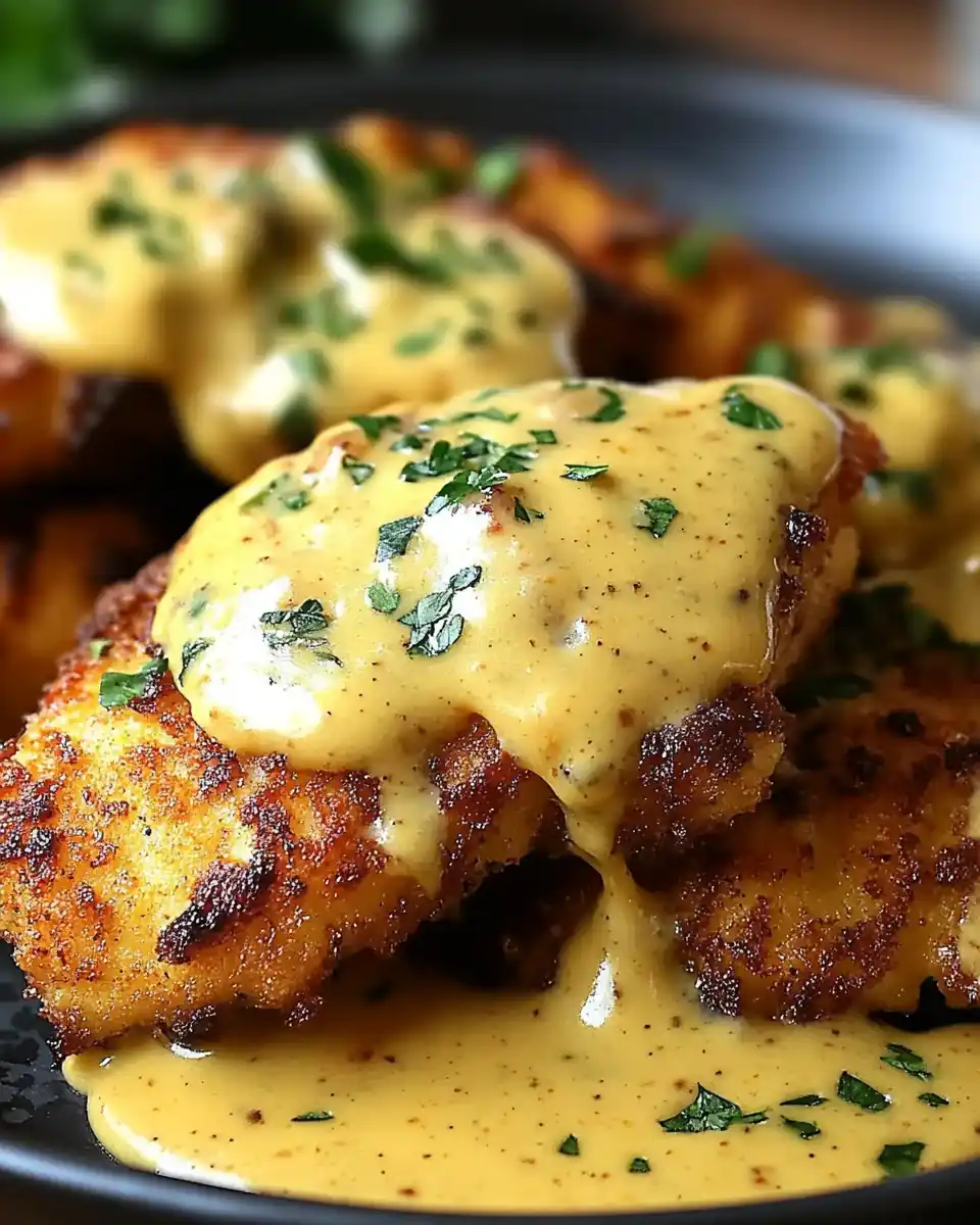 Laugen-Hühnchen mit Senf-Käse-Sauce: Ein Genuss!