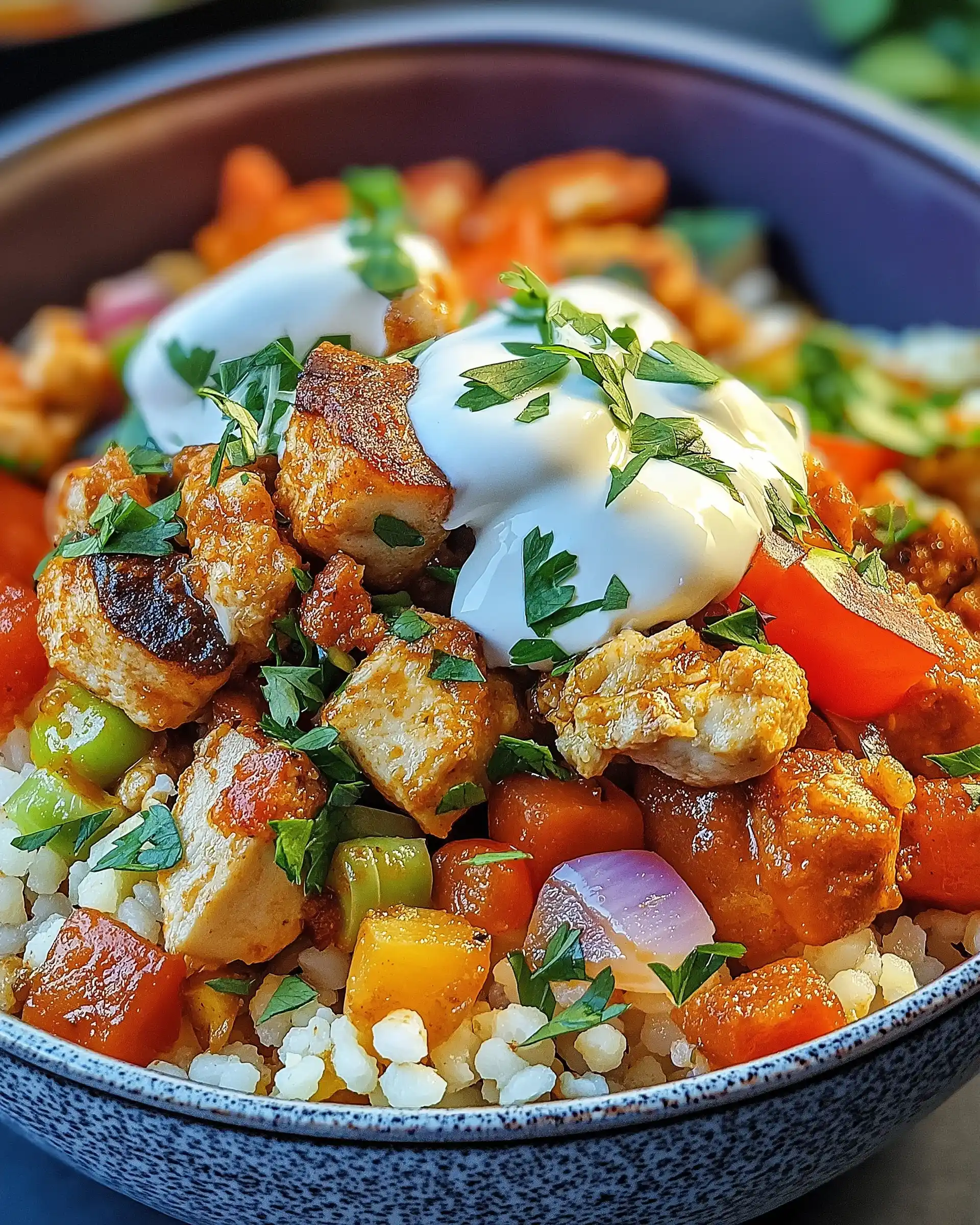 Marokkanische Hähnchen-Couscous-Schüssel: Ein Genuss!