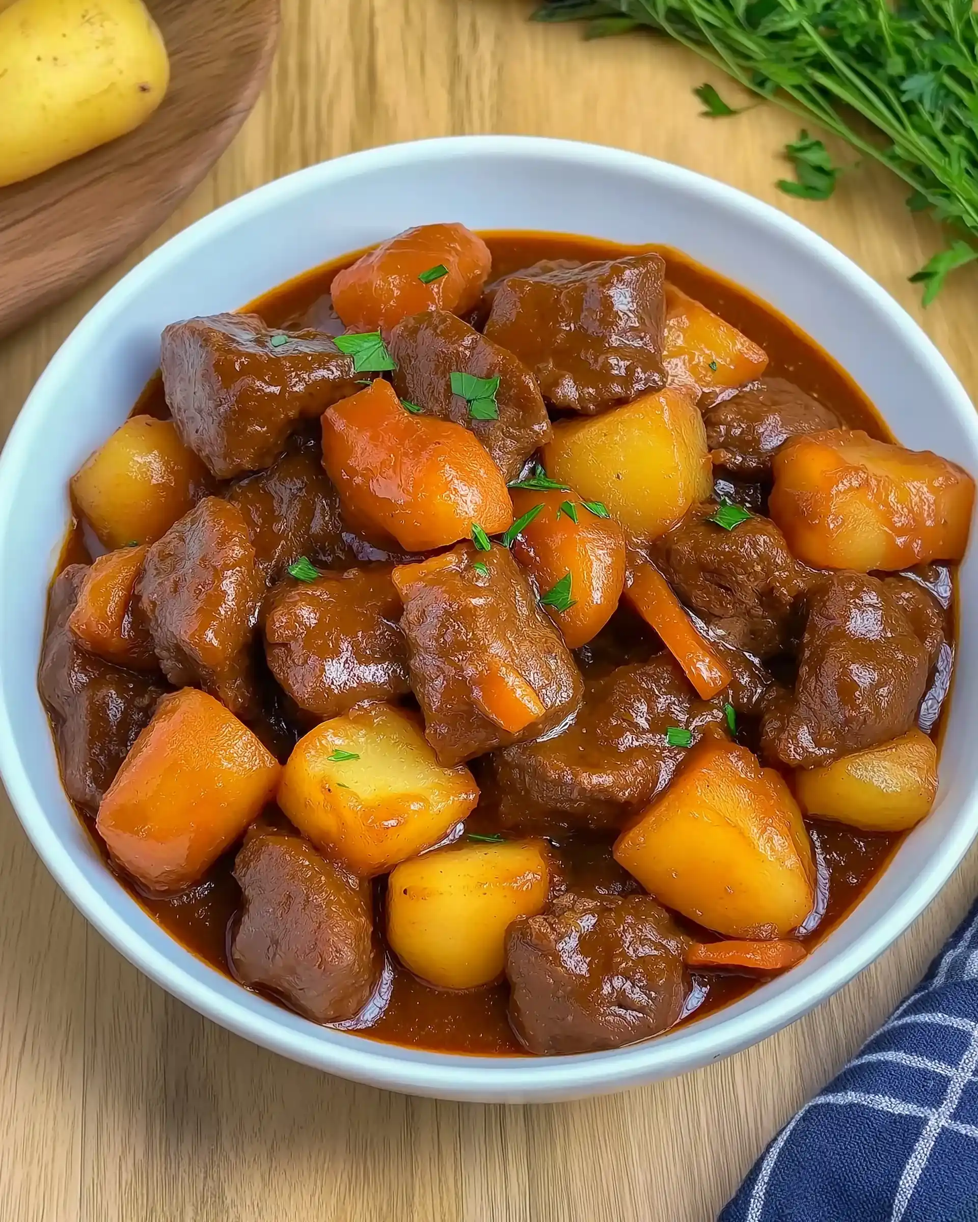 Zarter Gulasch-Eintopf mit Kartoffeln und Möhren entdecken!
