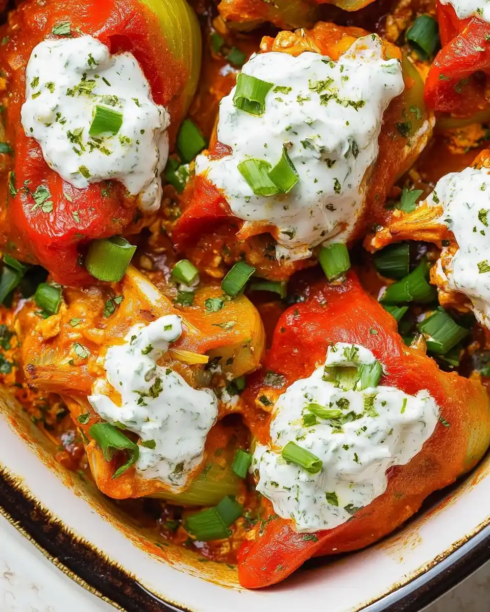 Gefüllte Paprika mit Buffalo-Hühnchen: Köstlich und einfach!