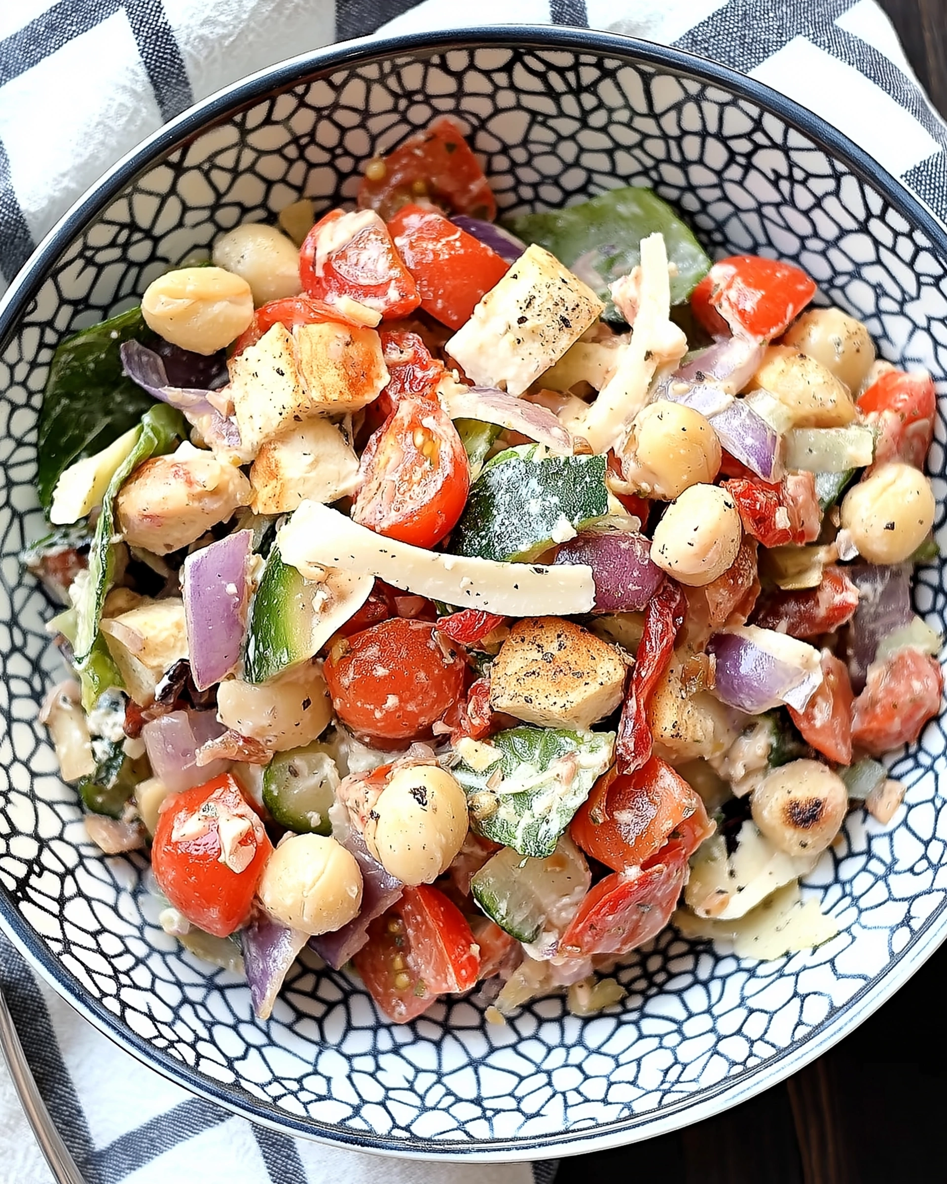 Kichererbsen-Gemüse Caesar-Salat: Ein frischer Genuss!