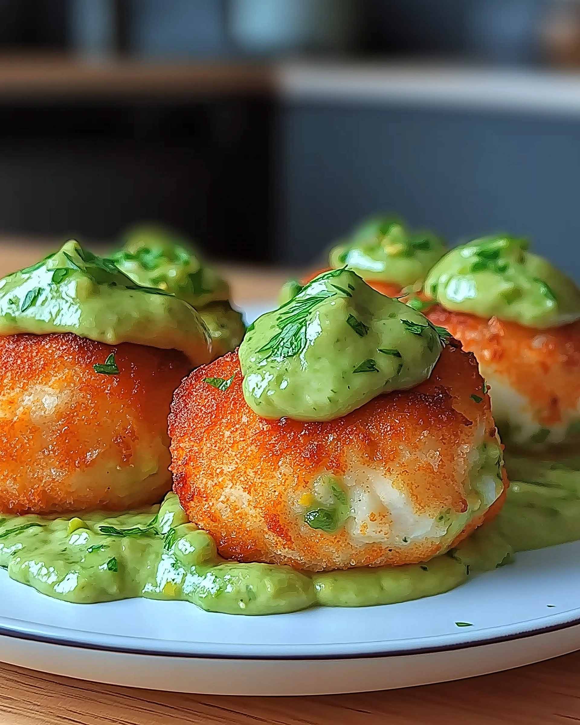 Lachs-Bällchen mit cremiger Avocadosauce einfach selbst machen!