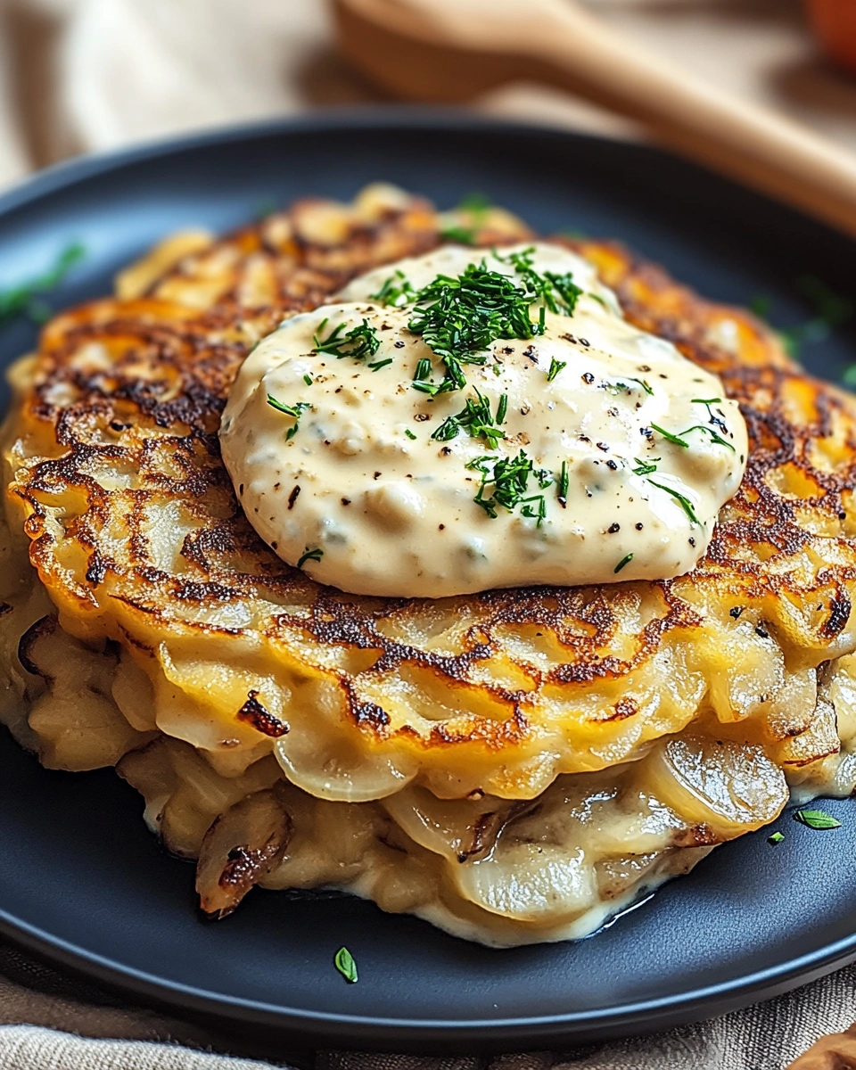 Mozzarella-Rösti mit Zwiebel-Pilzrahmsoße: Ein Genuss!