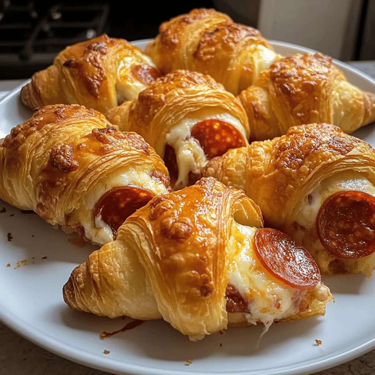 Mozzarella Pepperoni Croissant Rollen ganz einfach selber machen