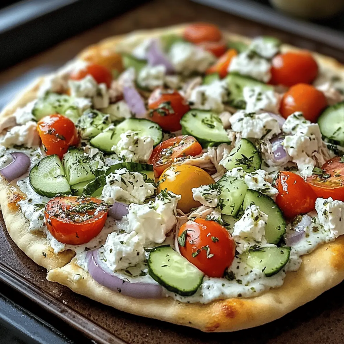 Tzatziki Hähnchen Pizza schnell und gesund genießen