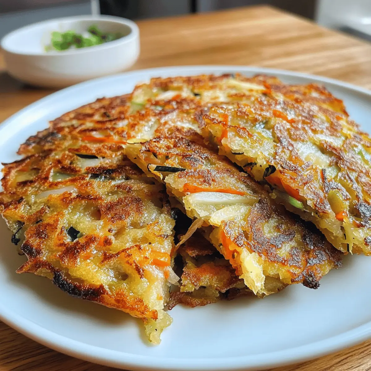 Gemüse-Pfannkuchen mit asiatischer Dipsauce genießen