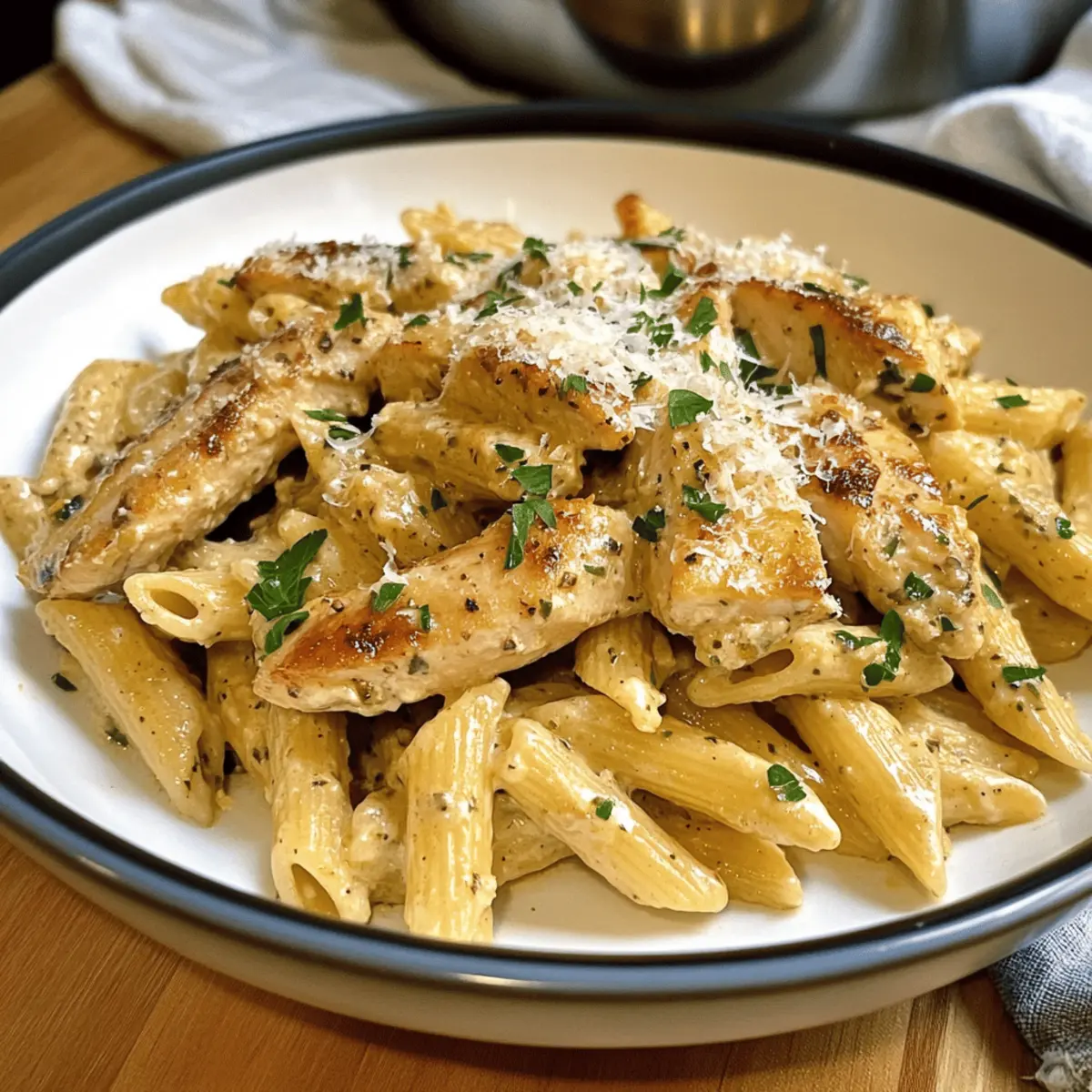 Knoblauch Parmesan Hähnchen und Pasta in 30 Minuten