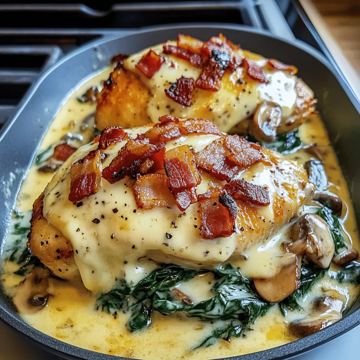 Zartes Hähnchen mit Rahmspinat und Speck erleben