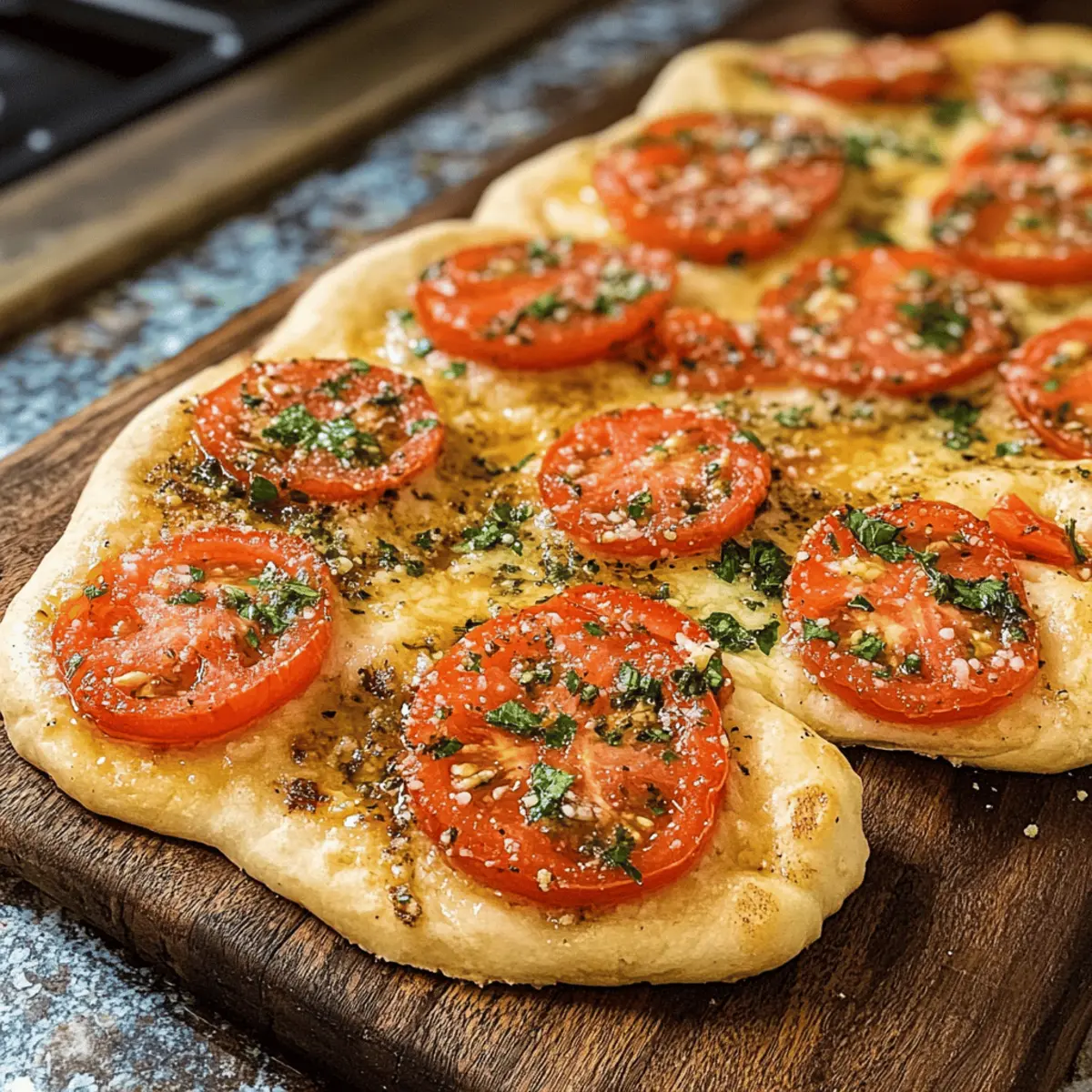 Fladenbrot mit Tomaten und Knoblauchbutter selber machen