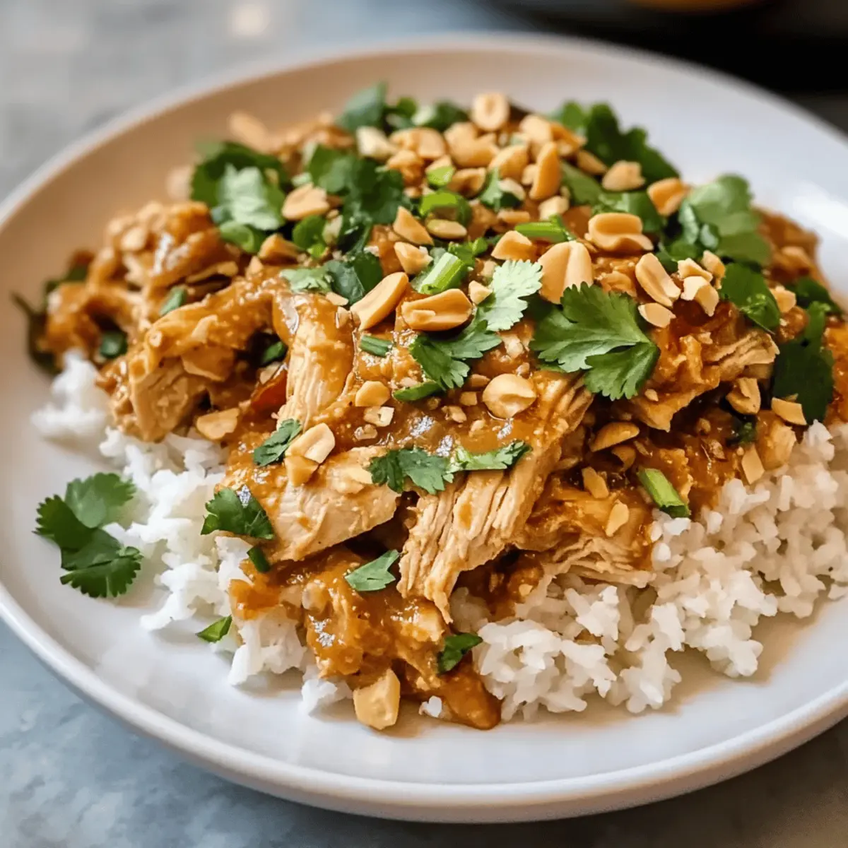 Slow Cooker Erdnuss-Hühnchen mit 8 Beilagen