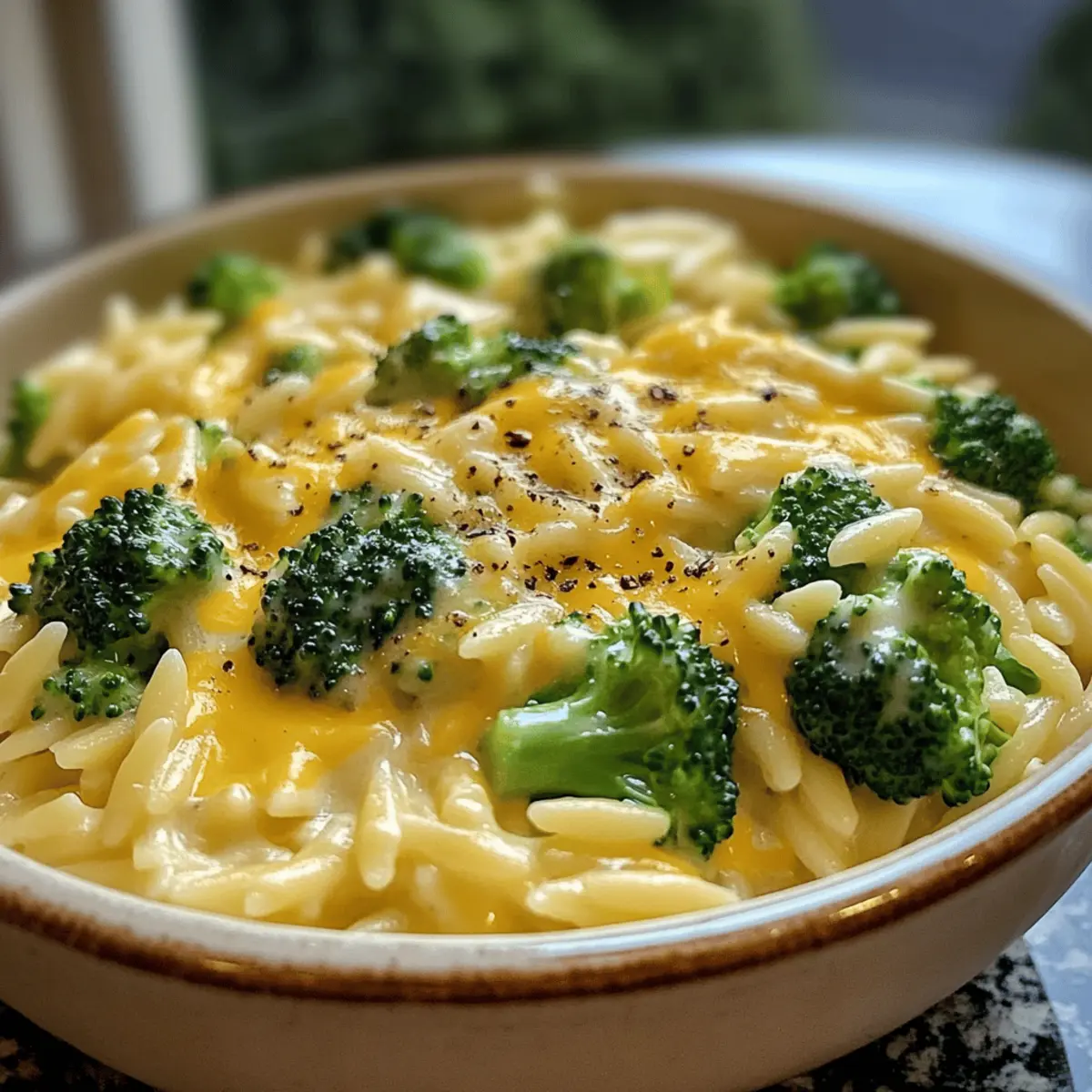 Ein-Topf Brokkoli Käse Orzo für schnellen Genuss