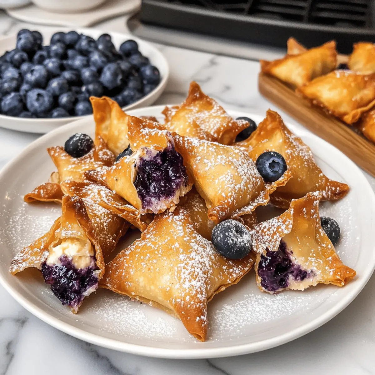 Luftfritteuse Heidelbeer Käsekuchen Wontons einfach selbstgemacht