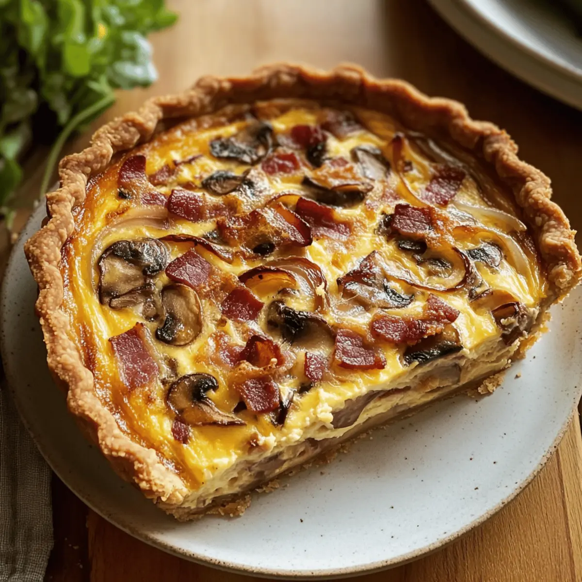 Bacon, Zwiebel und Pilz Quiche fürs perfekte Frühstück