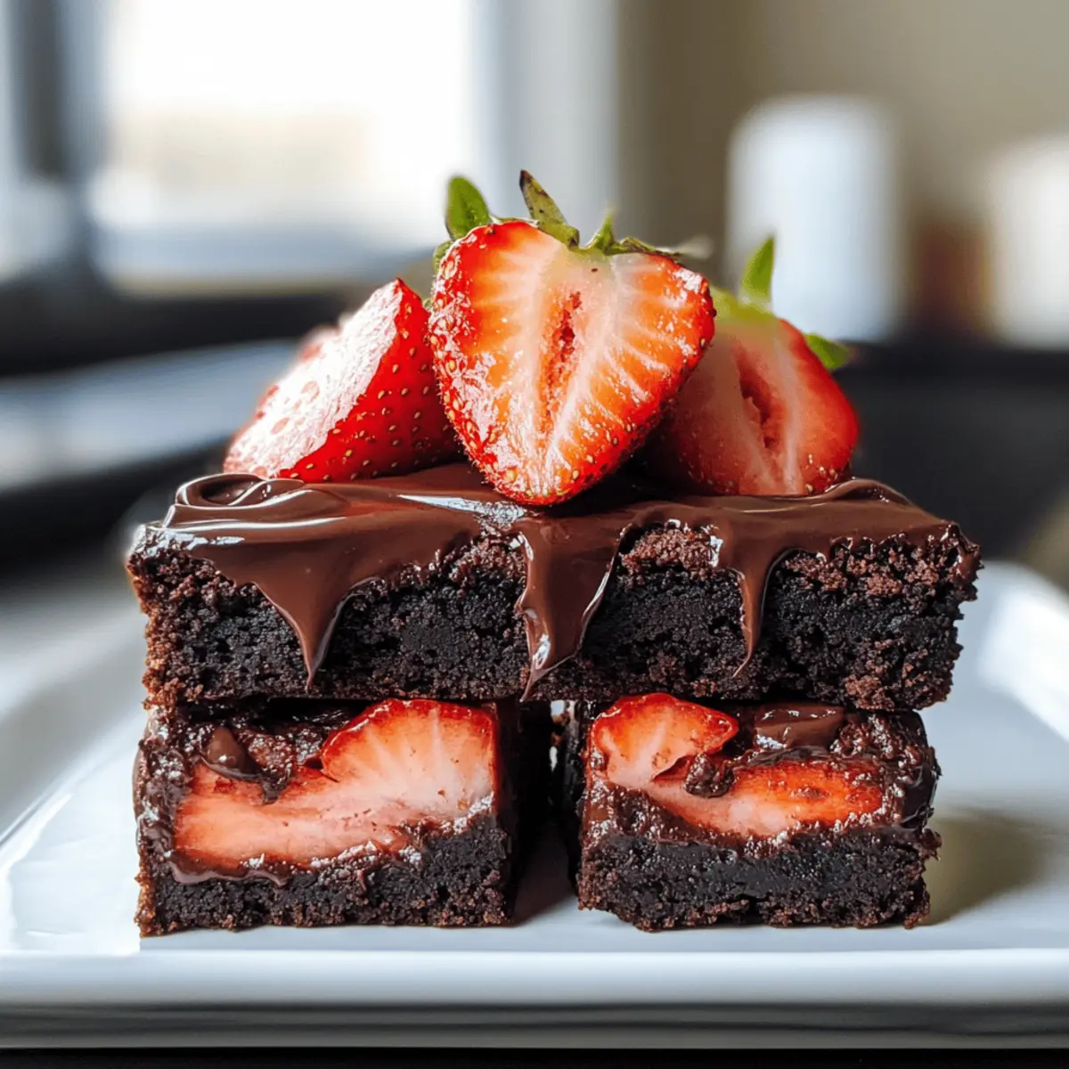 Erdbeer-Brownies mit Schoko-Ganache für den Sommer