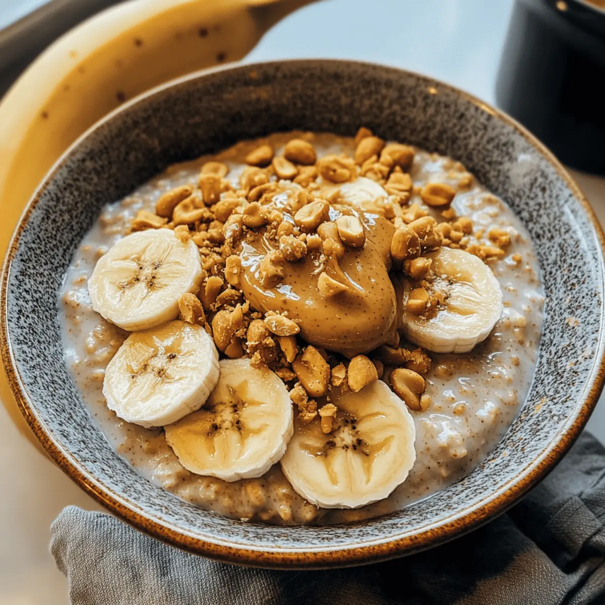 Bananenbrot-Porridge mit Erdnussbutter-Crunch
