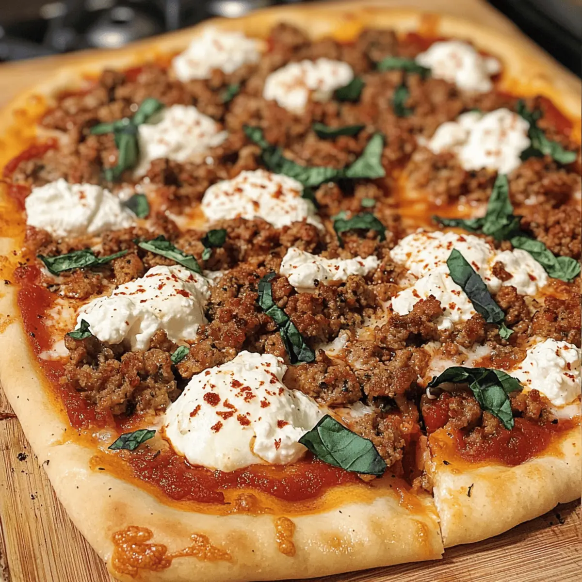 Wurst und Ricotta Pizza in 20 Minuten genießen