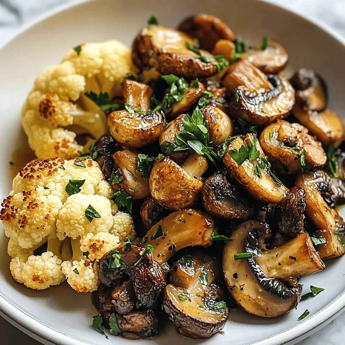 Knoblauchchampignons mit geröstetem Blumenkohl entdecke die besten Ideen