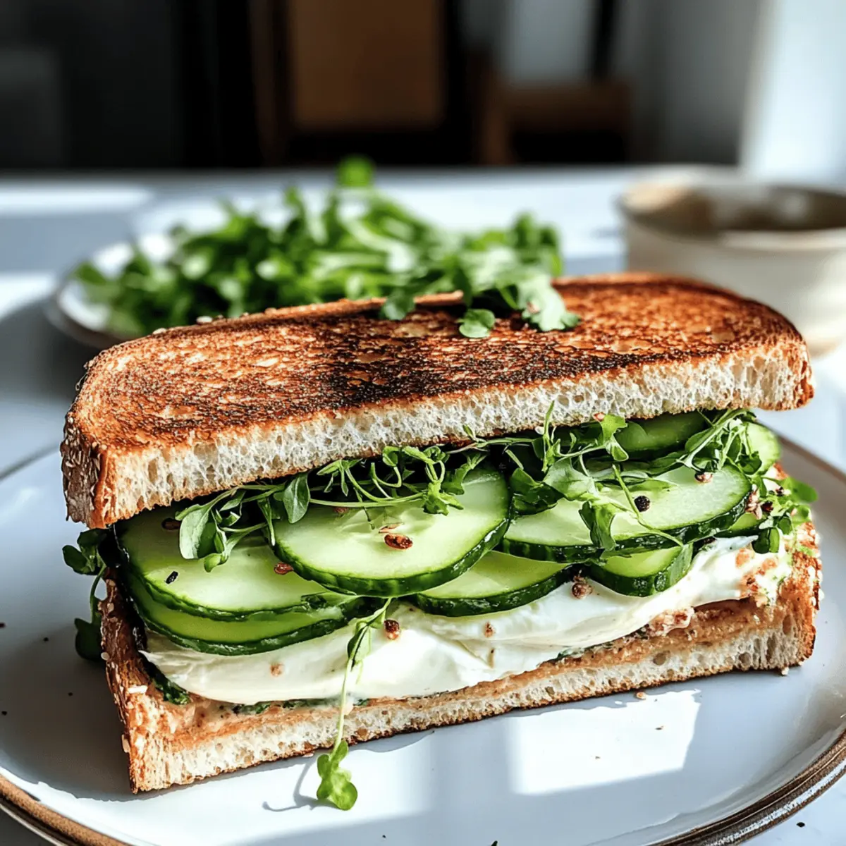 Mozzarella-Gurken-Sandwich mit Kresse für heiße Tage