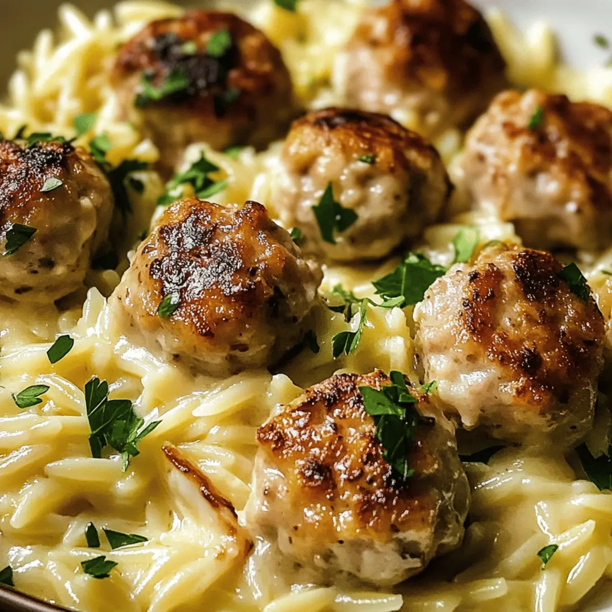 Zitronen-Knoblauch-Hühnchenfrikadellen Orzo Genuss