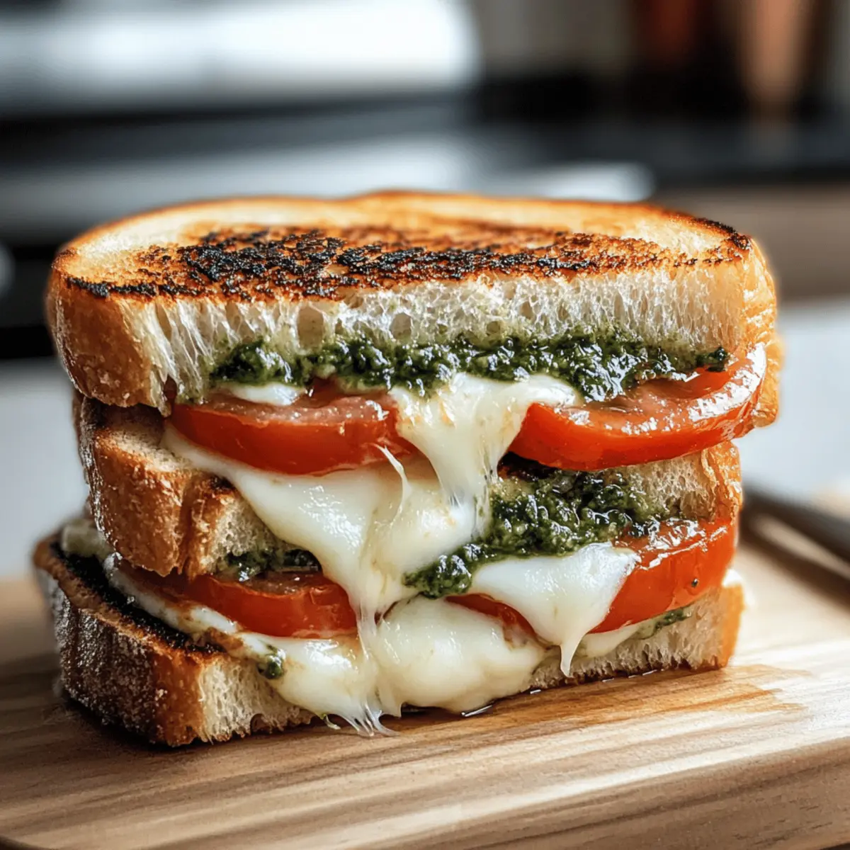 Beladene Caprese-Gegrillte Käse-Sandwiches für Feinschmecker