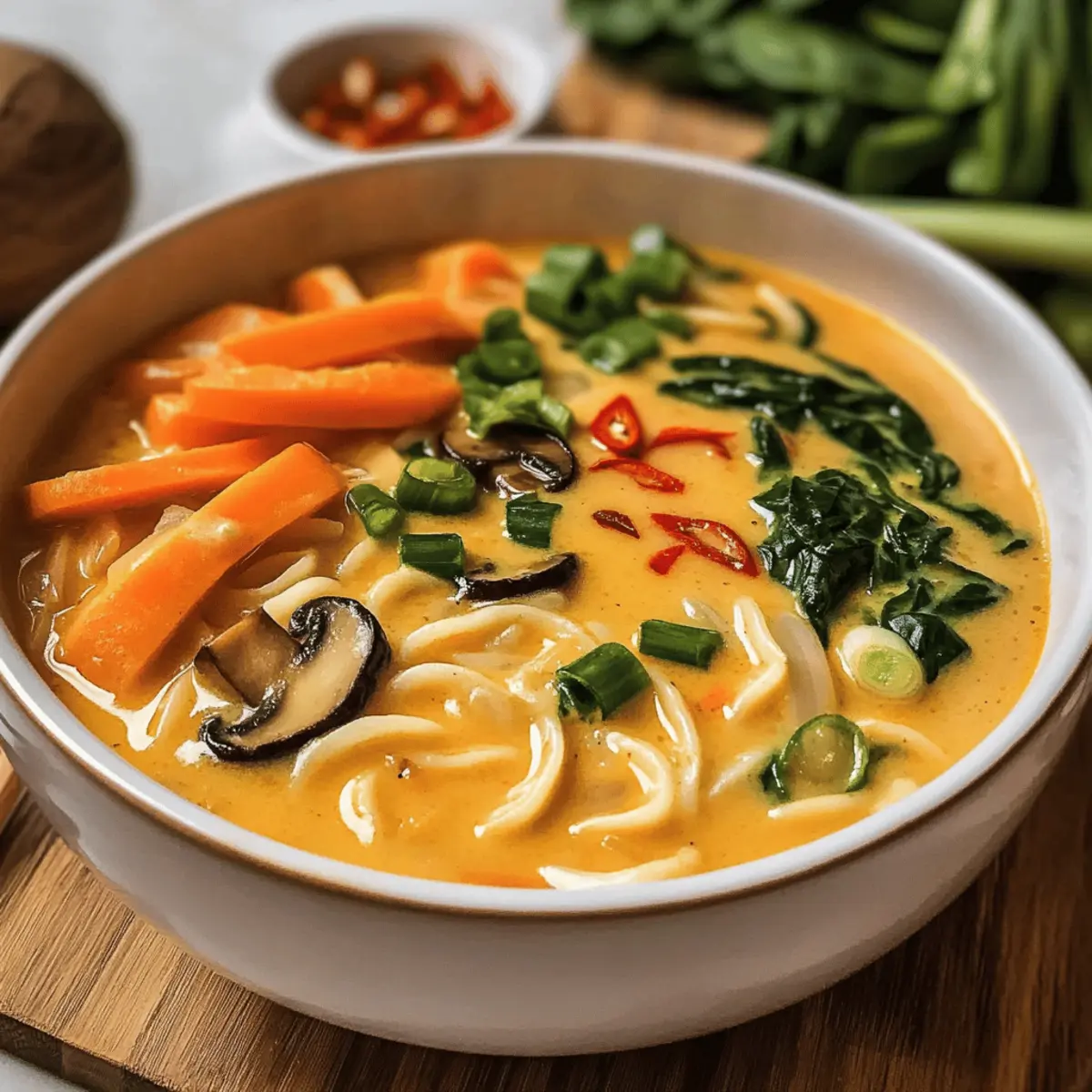 Asiatische Kokos-Curry-Suppe mit Reisnudeln schnell gekocht