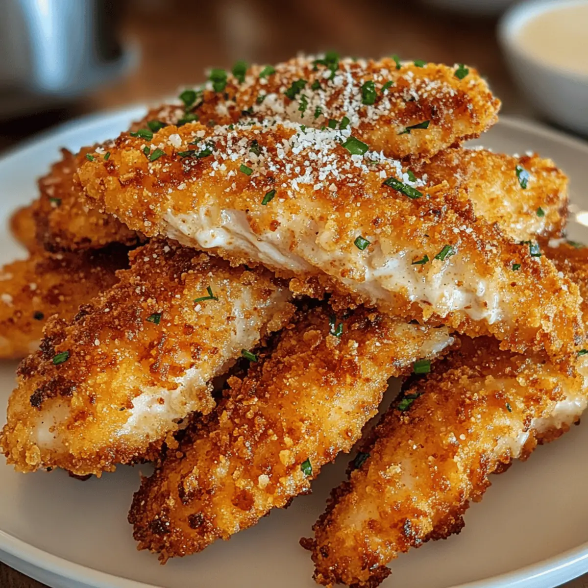 Knusprige Hühnchenstreifen mit Parmesancoating