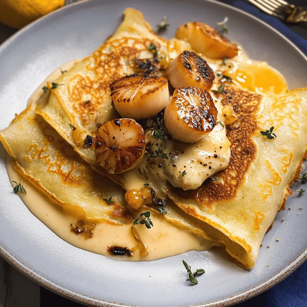 Jakobsmuscheln Crêpes mit Knoblauchchips entdecken