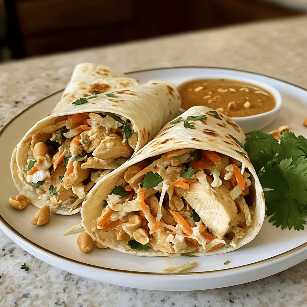 Thailändische Erdnuss-Hühnchen-Wraps in 20 Minuten