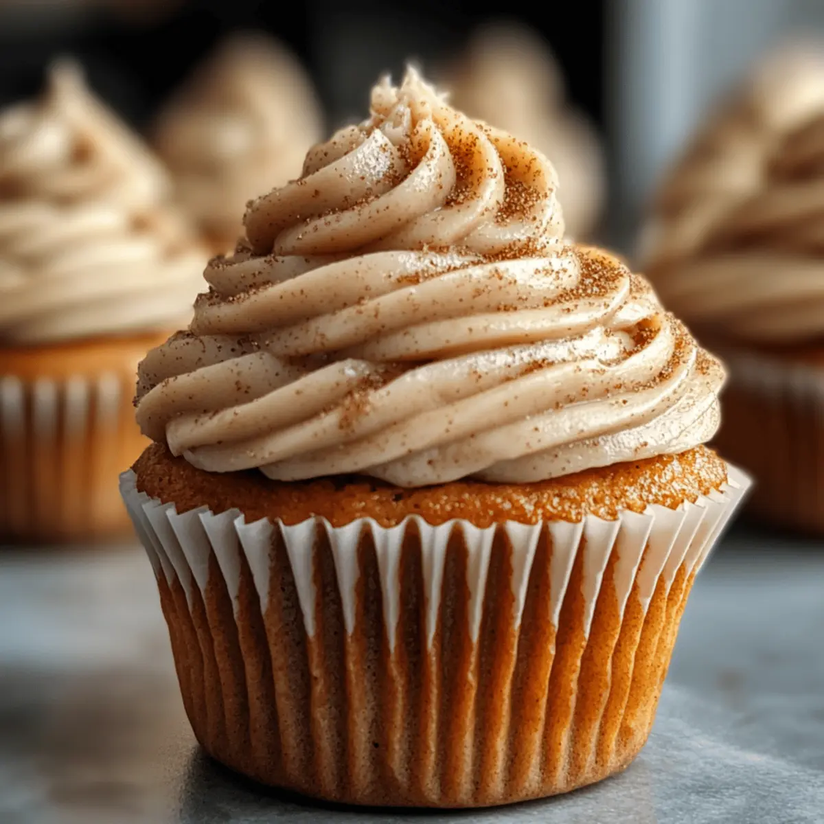 Kürbis-Chai-Cupcakes mit braunem Zucker-Frosting