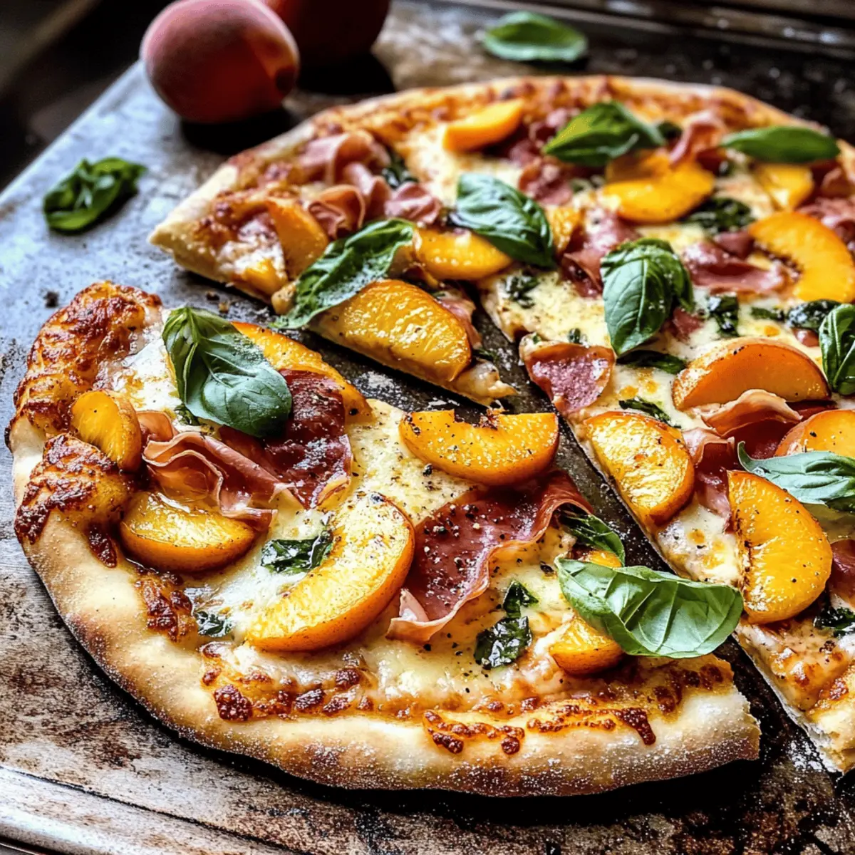 Käse Prosciutto Pfirsich Pizza für Sommergenuss