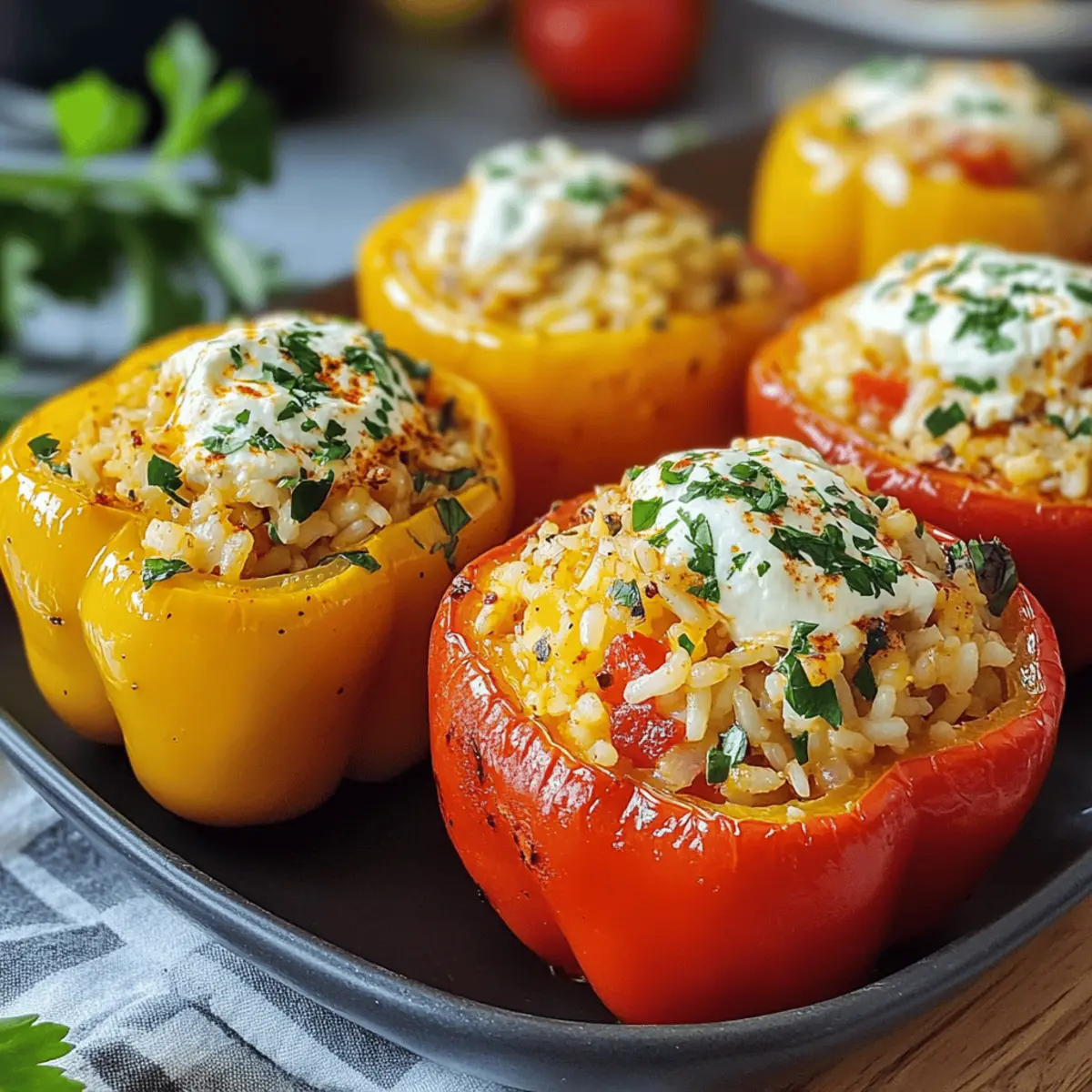 Gefüllte Paprika mit Reis und Feta ganz lecker