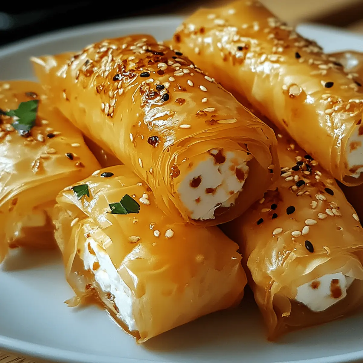 Ofen-gebackene Feta-Rollen mit Chili-Honig genießen