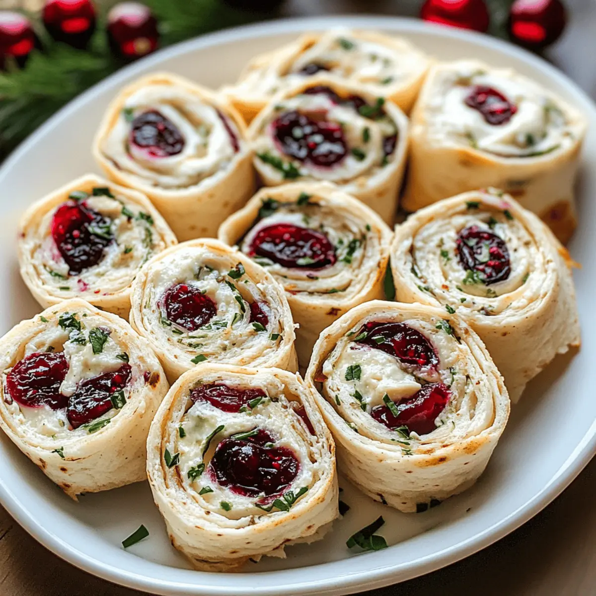 Weihnachtscranberry-Roll-Ups für Feste und Feiern