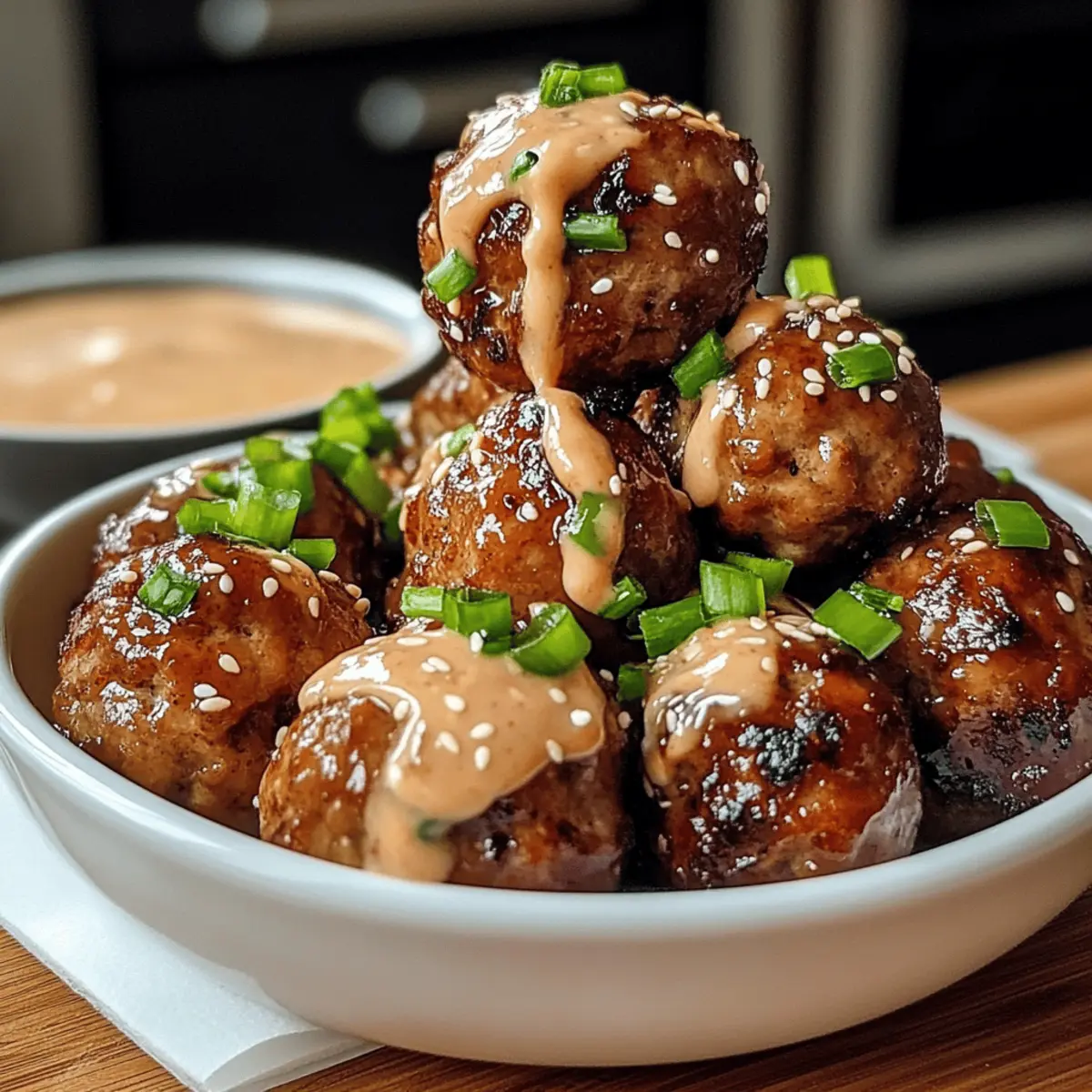 Koreanische BBQ-Fleischbällchen mit scharfer Mayo-Dip