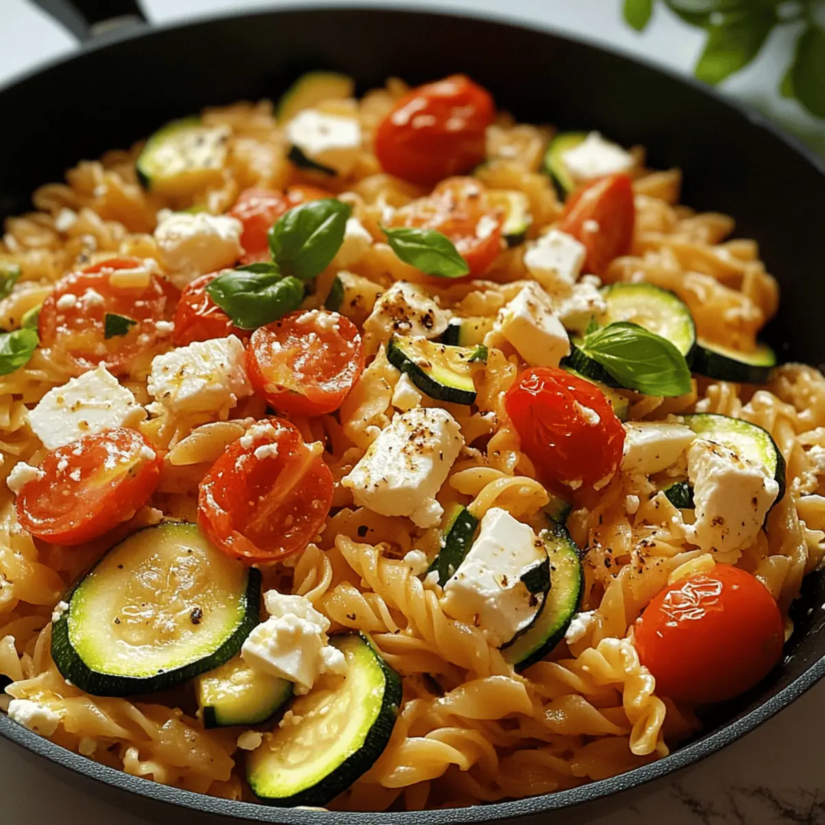 Eintopf-Risoni mit Zucchini und Feta genießen