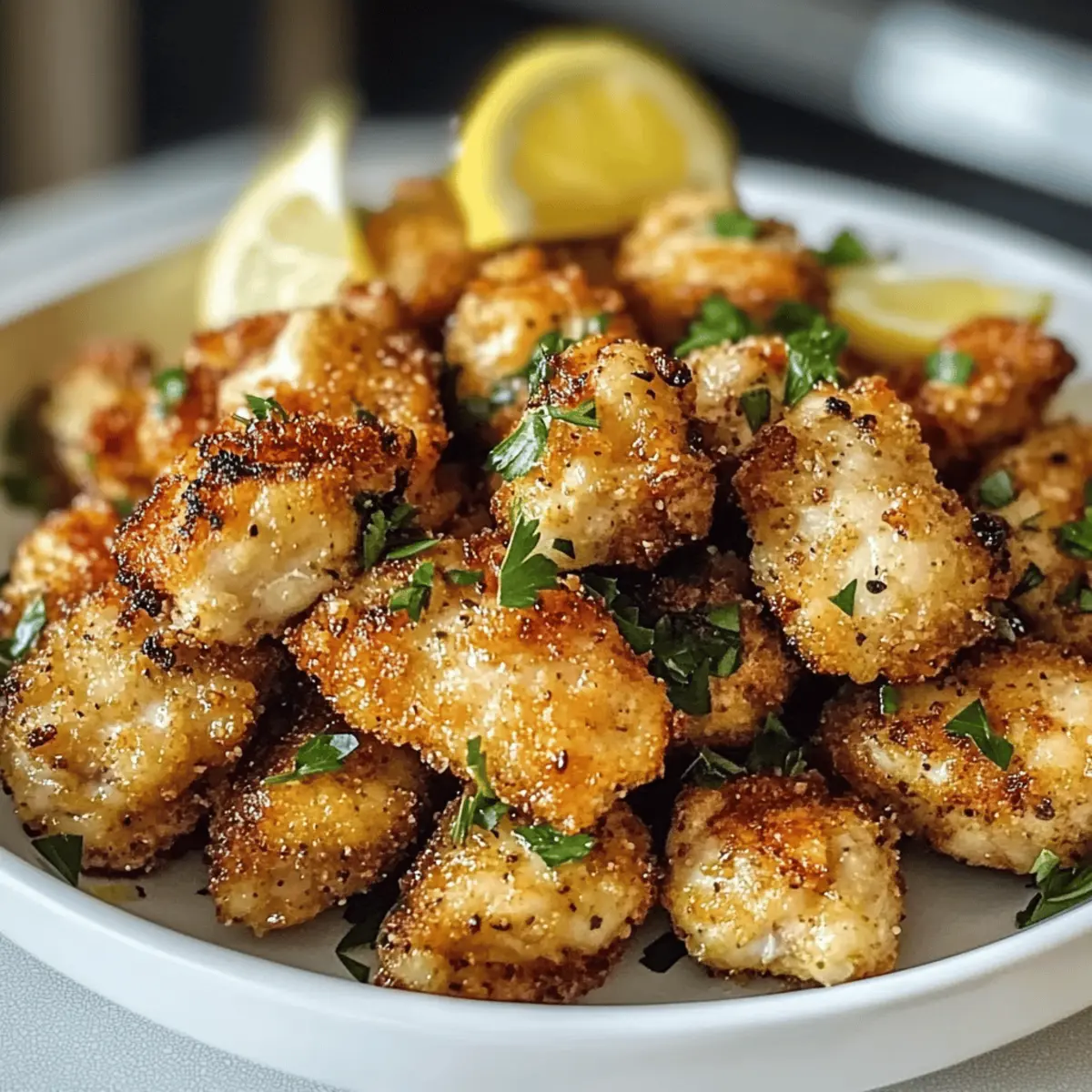 Luftfritteuse Zitronen-Hühnchen Stücke schnell und knusprig