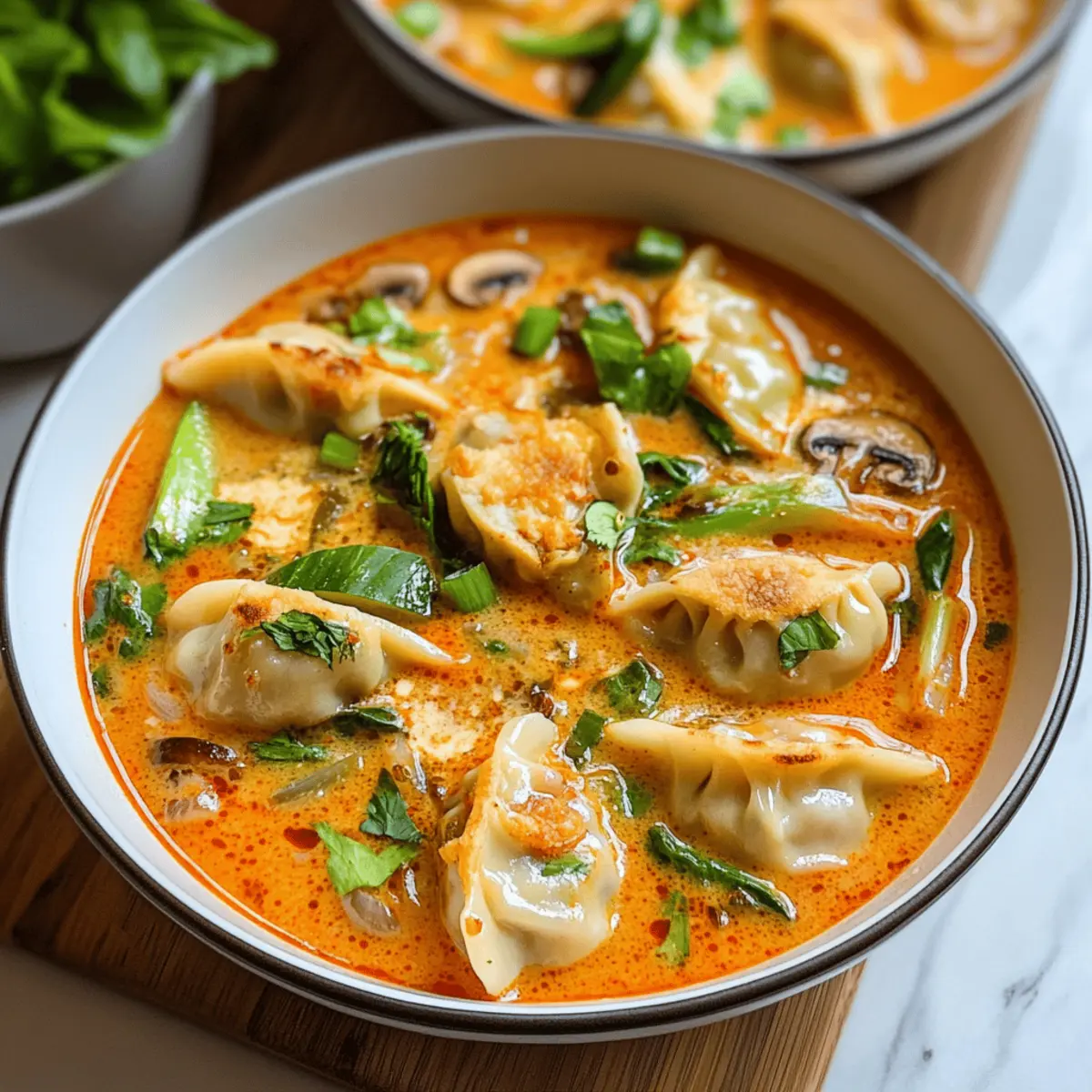 Rote Currydumplingsuppe für kuschelige Abende