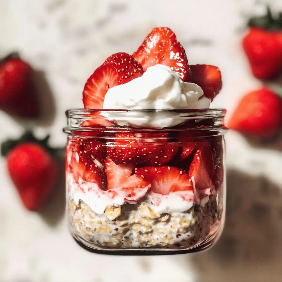 Erdbeeren und Sahne Übernacht-Haferflocken Rezept