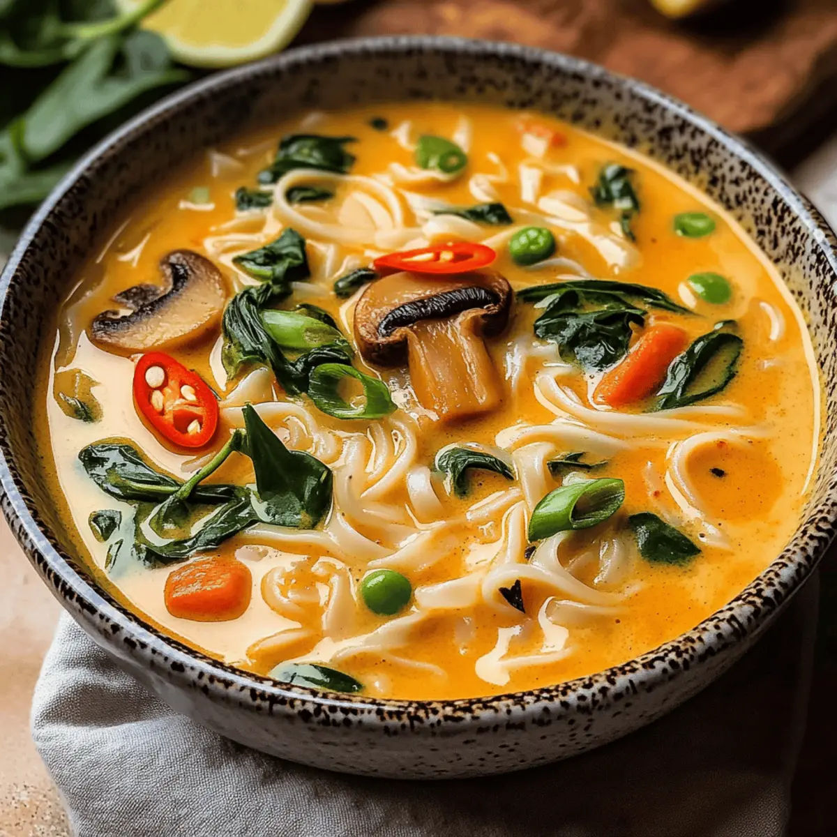 Asiatische Kokos-Curry-Suppe mit Reisnudeln rezept